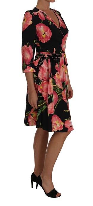 Dolce Gabbana Tulip Print Wrap Dress - Image 2