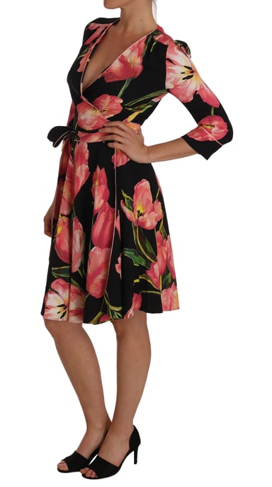 Dolce Gabbana Tulip Print Wrap Dress - Image 4