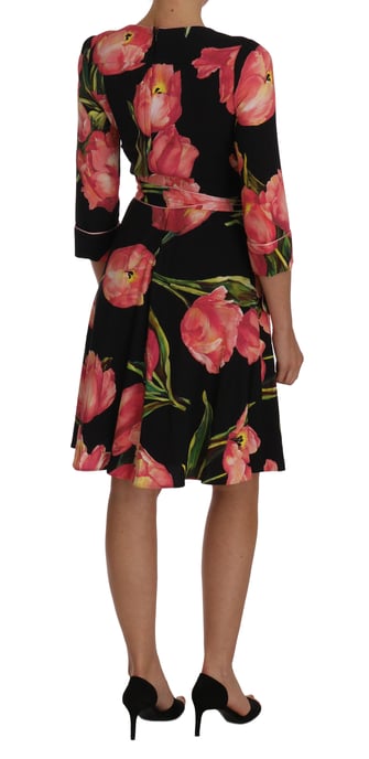 Dolce Gabbana Tulip Print Wrap Dress - Image 5