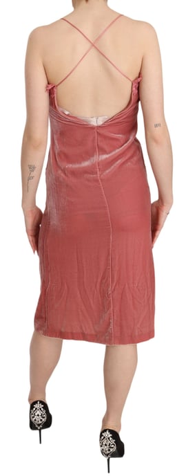 Velvet Midi Dress Sleeveless Vneck Lace Detail - Image 3