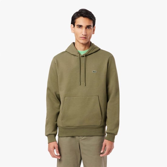 Men's Lacoste Cotton Fleece Hoodie in Green - Image 3