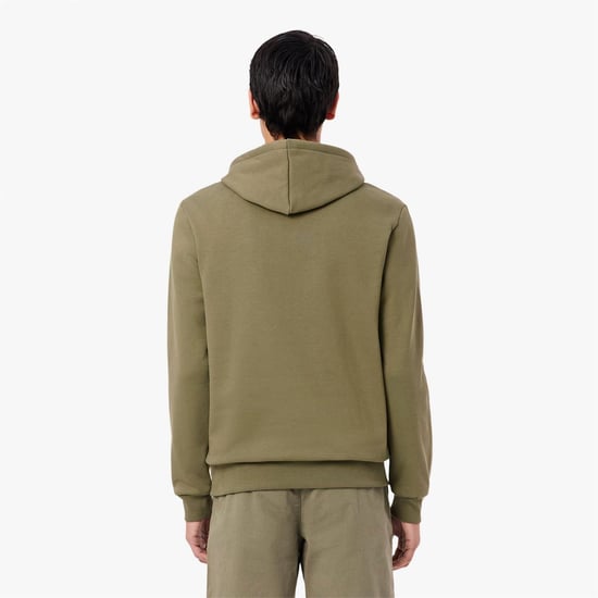 Men's Lacoste Cotton Fleece Hoodie in Green - Image 4