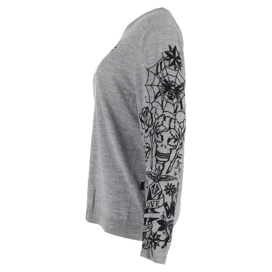 Love Moschino Ribbstickad Crewneck Tröja i Grå Ull - Image 2