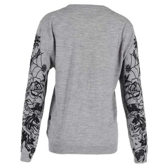 Love Moschino Ribbstickad Crewneck Tröja i Grå Ull - Image 3