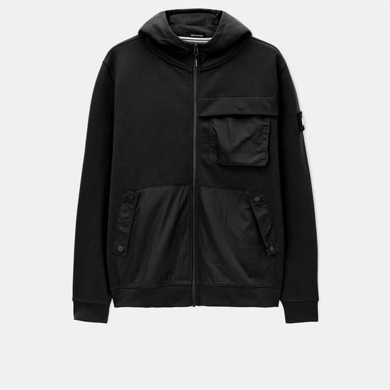 Men's Weekend Offender Daponte Overlay Zip Hoodie in Black - Image 1