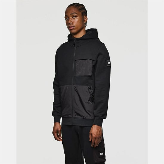 Men's Weekend Offender Daponte Overlay Zip Hoodie in Black - Image 2