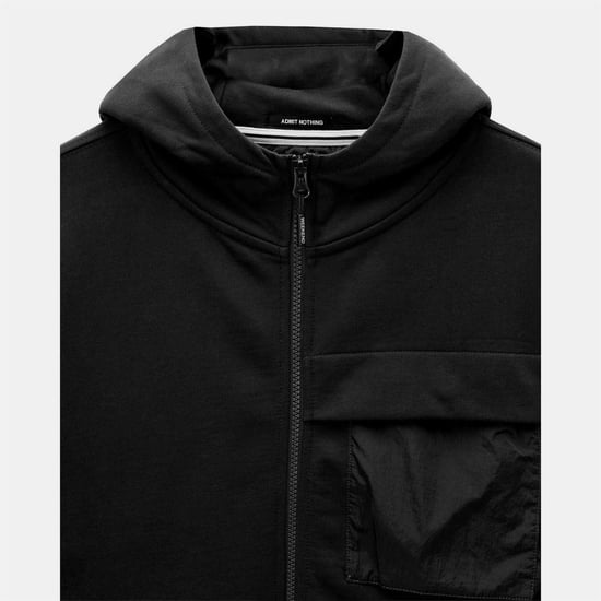 Men's Weekend Offender Daponte Overlay Zip Hoodie in Black - Image 5