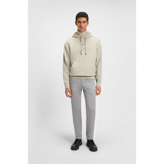 Men's Boss Contrast Logo Hoodie in Beige - Image 4