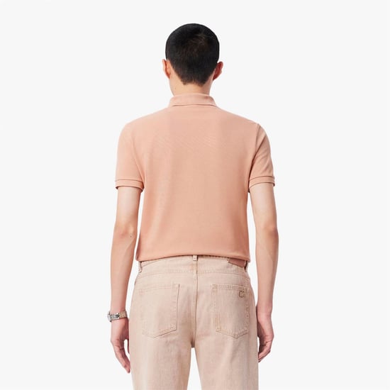 Men's Lacoste Fit L.12.12 Pique Polo Shirt in Orange - Image 4