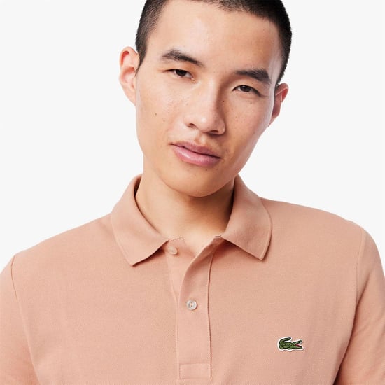 Men's Lacoste Fit L.12.12 Pique Polo Shirt in Orange - Image 5
