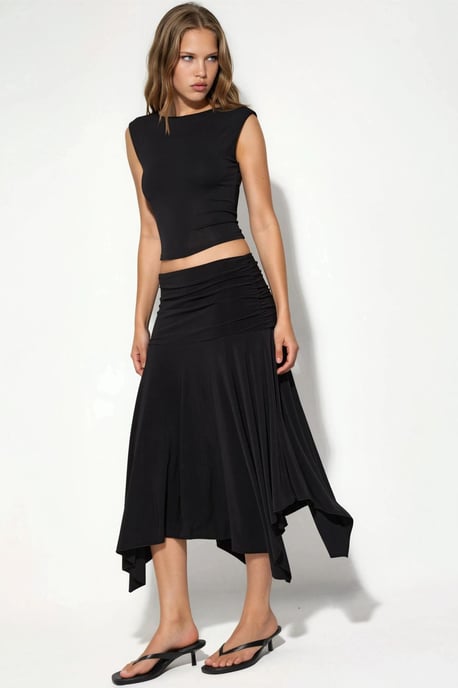 Asymmetrische Midi Rok met Drapé Detail - Image 2