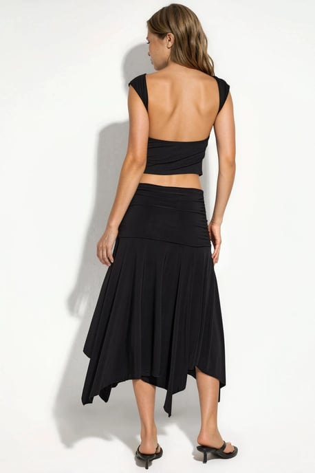 Asymmetrische Midi Rok met Drapé Detail - Image 3