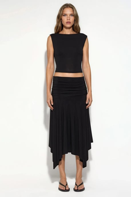 Asymmetrische Midi Rok met Drapé Detail - Image 6
