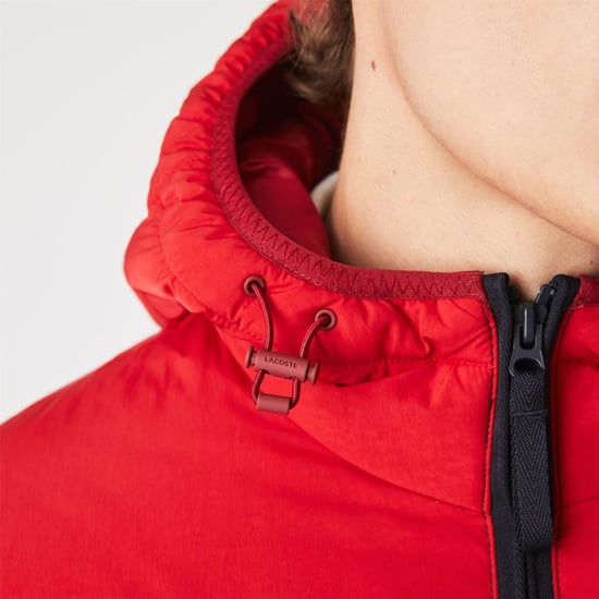 Men's Lacoste Water Resistant Puffer Jacket in Red - Image 6