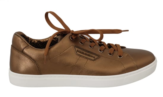 Dolce & Gabbana Gold Leather Mens Casual Sneakers - Image 1