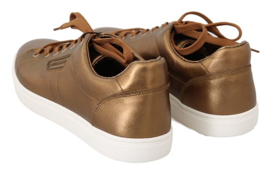 Dolce & Gabbana Gold Leather Mens Casual Sneakers - Image 2