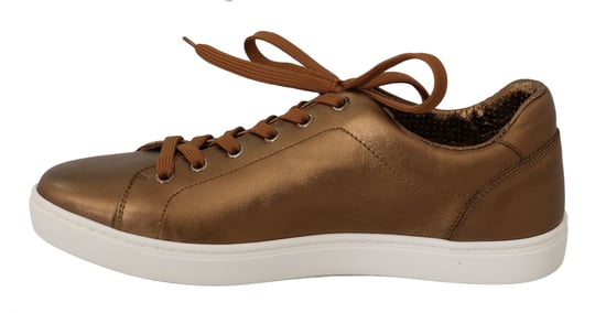 Dolce & Gabbana Gold Leather Mens Casual Sneakers - Image 3