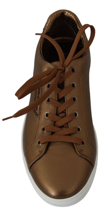 Dolce & Gabbana Gold Leather Mens Casual Sneakers - Image 5