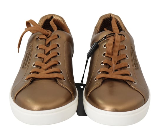 Dolce & Gabbana Gold Leather Mens Casual Sneakers - Image 6