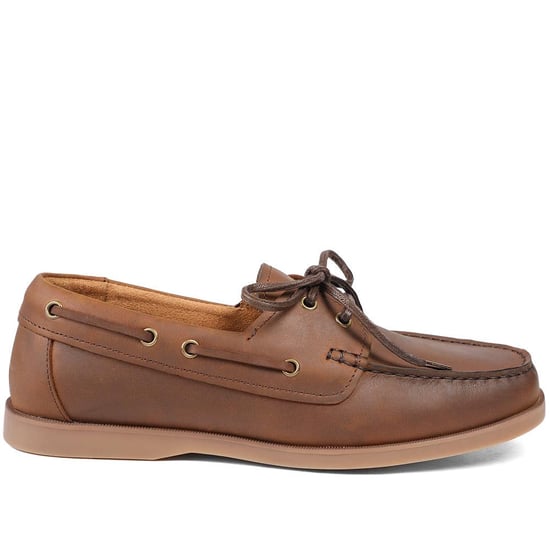 Jones Bootmaker Partington Leather Lace Up Boat Shoes - Image 2