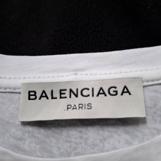 Balenciaga Splash-Effect Crewneck T-Shirt in Zwart en Wit Katoen - Image 5