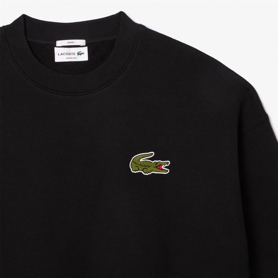 Men's Lacoste Fit Badge Accent Fleece Sweatshirt in Black - Image 5