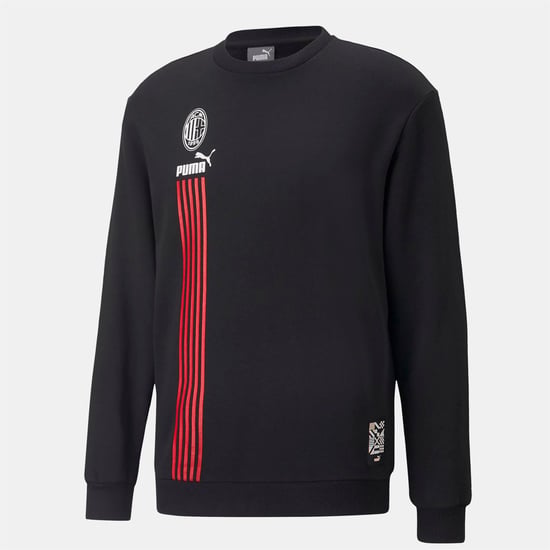 Men's Puma Millan Fc Ftblculture Crew Sweatshirt in Black Red - Image 1