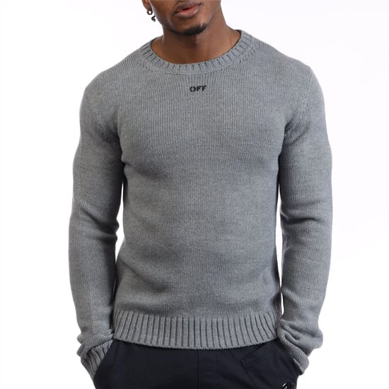 Men's Off White Sweater in Grey black - Image 1