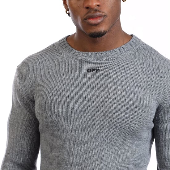 Men's Off White Sweater in Grey black - Image 3