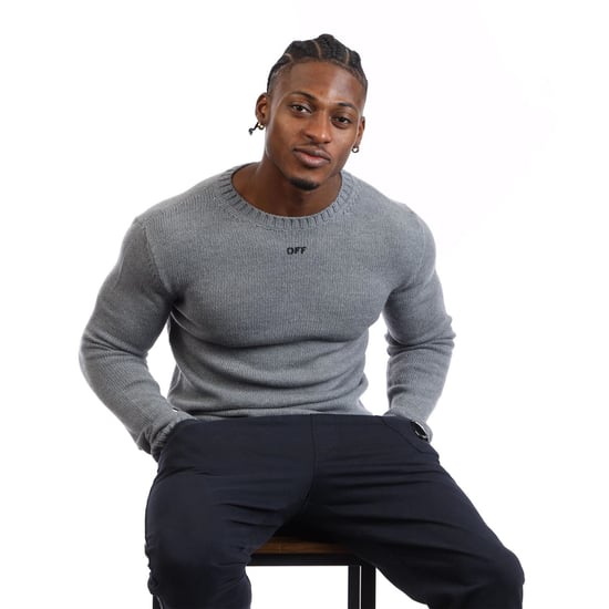 Men's Off White Sweater in Grey black - Image 4