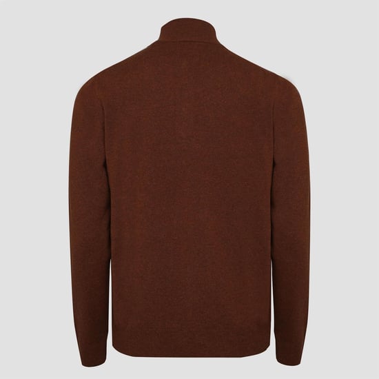 Men's Gant Lambswool Half Zip Sweater in Brown - Image 2