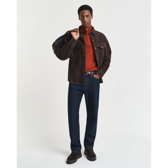 Men's Gant Lambswool Half Zip Fleece in Brown - Image 2