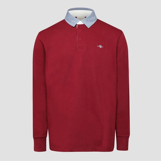 Men's Gant Fit Chambray Rugger Sweatshirt in Red - Image 1