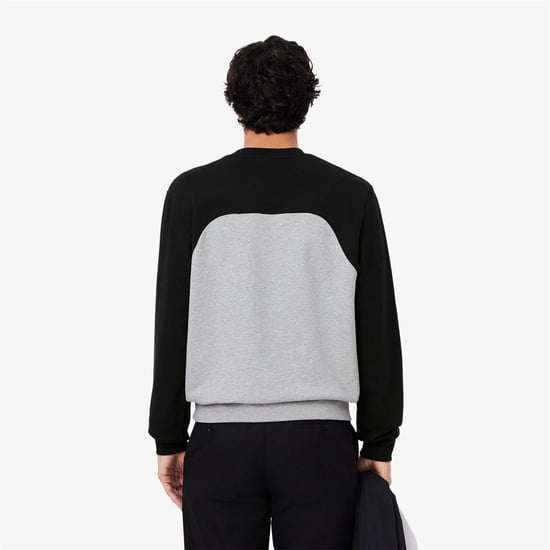 Men's Lacoste Block Cotton Fleece Sweatshirt in Grey - Image 4