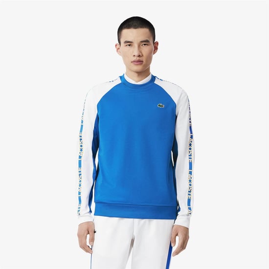 Men's Lacoste Colour Block Stripe Sweatshirt in Blue-White - Image 3