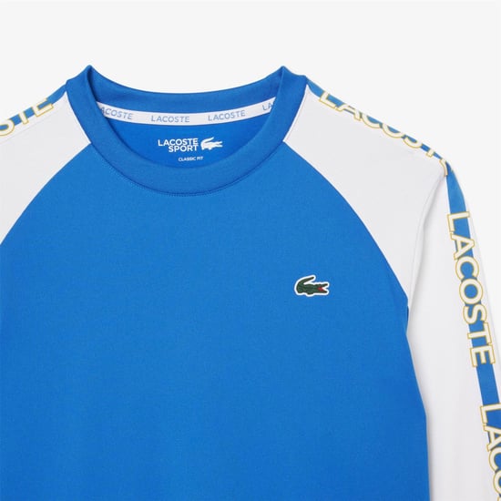 Men's Lacoste Colour Block Stripe Sweatshirt in Blue-White - Image 5