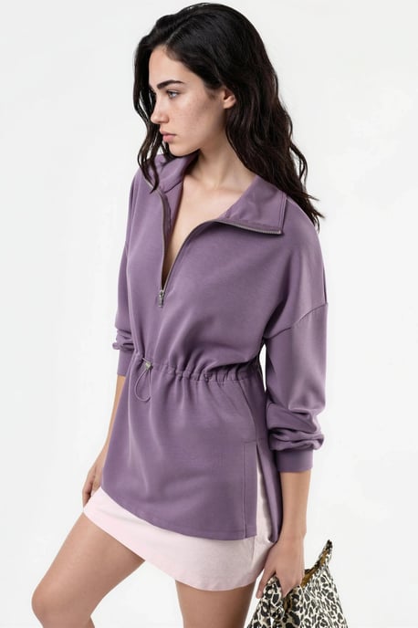 Ritskraag Sweatshirt met Verstelbare Taille - Image 2