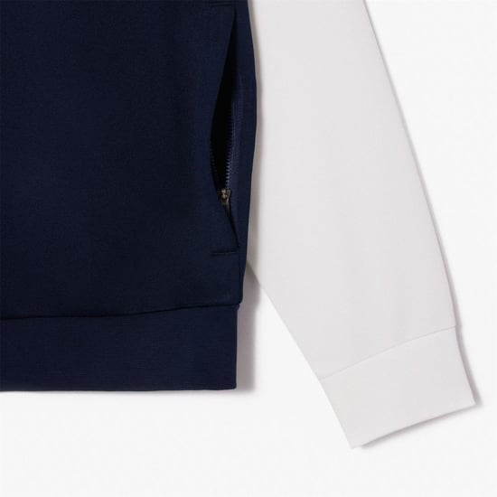 Men's Lacoste Up Stretch Interlock Tennis Sweatshirt in Navy-White - Image 2