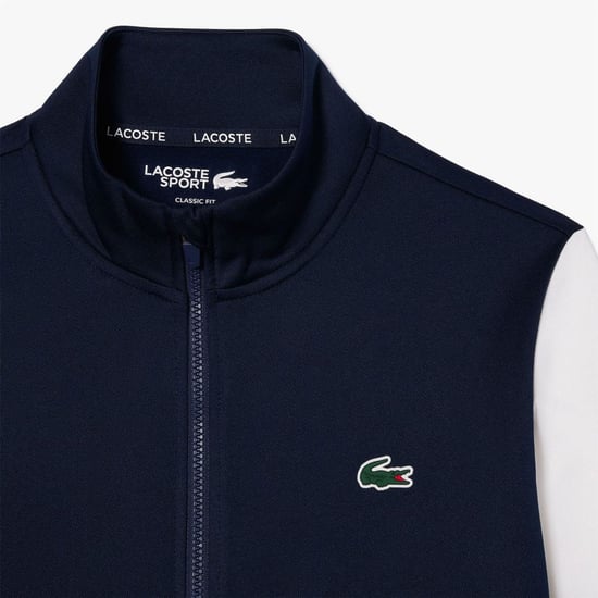 Men's Lacoste Up Stretch Interlock Tennis Sweatshirt in Navy-White - Image 4