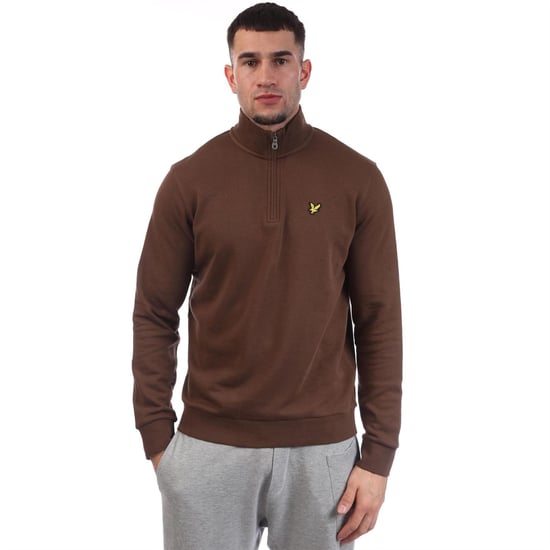 Men's Lyle And Scott Quarter Zip Sweatshirt in Brown - Image 1