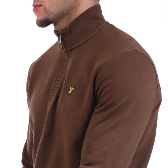 Men's Lyle And Scott Quarter Zip Sweatshirt in Brown - Image 3