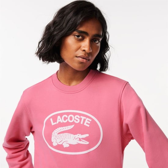 Women's Lacoste Fit Organic Cotton Fleece Sweatshirt in Pink - Image 4
