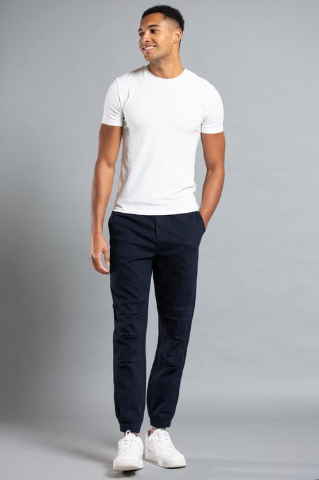 Navy Cuffed Cargo Trouser With Belt - Image 3