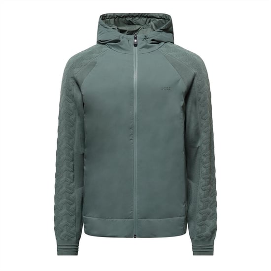 Men's Boss Mirror Zip Up Hoodie in Green - Image 1