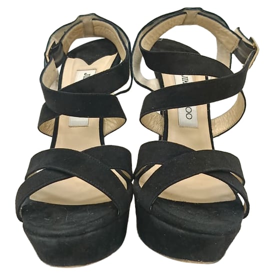 Jimmy Choo Louise Crisscross Platform Sandals in Black Suede - Image 2