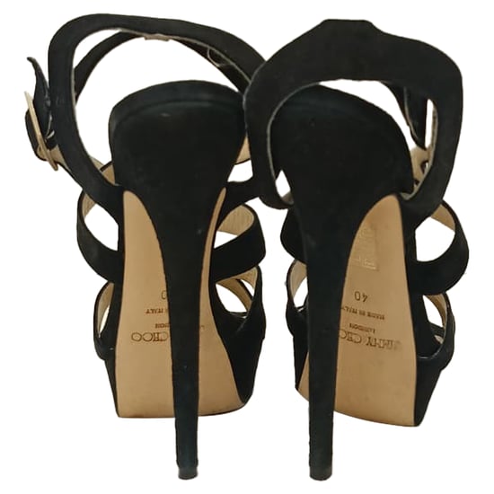 Jimmy Choo Louise Crisscross Platform Sandals in Black Suede - Image 3