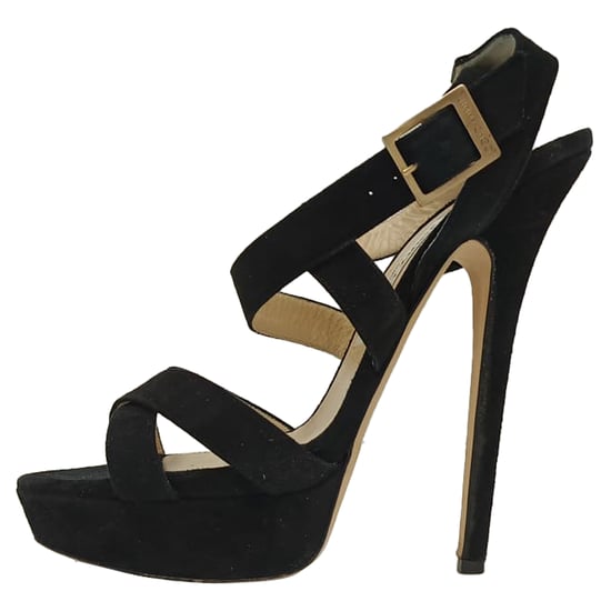 Jimmy Choo Louise Crisscross Platform Sandals in Black Suede - Image 4