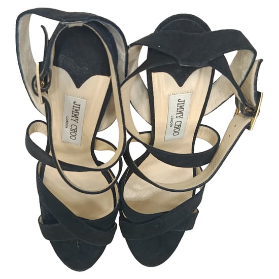 Jimmy Choo Louise Crisscross Platform Sandals in Black Suede - Image 5
