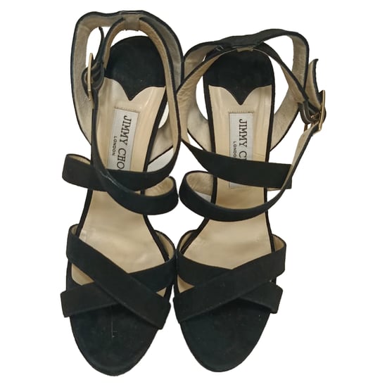 Jimmy Choo Louise Crisscross Platform Sandals in Black Suede - Image 6