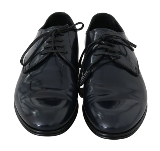 Dolce & Gabbana Blauw Leren Jurk Derby Formele Herenschoenen - Image 4